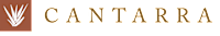 A logo with a plant and the word Cantarra.