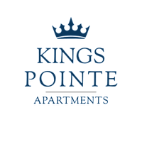 A logo for Kings Pointe Apartments featuring a crown above the text.
