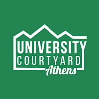 The image is a logo of University Courtyard Athens.