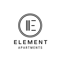 A logo for Element Apartments featuring a circle with three parallel lines.