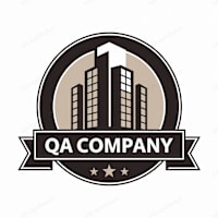 A logo for QA Company features a city skyline and a ribbon banner.
