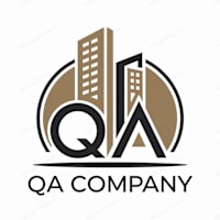 The image is a logo for a company named QA Company, featuring two buildings and the letters "QA" intertwined.