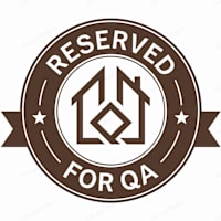 A brown and white logo that says "RESERVED FOR QA".