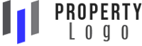 A blue and black logo with the words "PROPERTY LOGO".