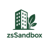 A logo with a building and a leaf and the text z3sandbox.