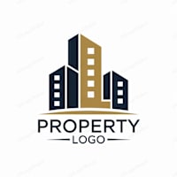 A logo for a property company features a stylized building.