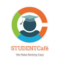 A logo for STUDENTCafé, featuring a graduation cap and the tagline "We Make Renting Easy".