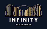 A logo with the words "INFINITY RAHULADKAR" and a stylized city skyline.