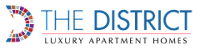 A blue and red logo that says the district.