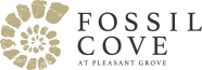 the logo for fossil cove at pleasant grove