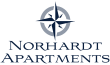 the logo apartments on a green background