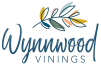 an image of the word winwood wines with a graphic of a branch of a laurel