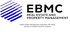 The image is a logo for a company named EBMC Real Estate and Property Management.