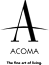 A black letter A with a black line underneath it and the word ACOMA underneath the letter.