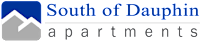 The image is a logo for South of Dauphin Apartments.