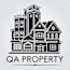 A black and white image of a house with the words "QA PROPERTY" below it.