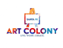a colorful logo of santa fe art colony