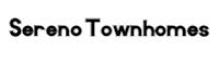 A black and white image of a sign that says Sereno Townhomes.