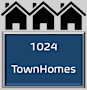 A blue sign with the number 1024 and the words TownHomes on it.