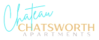a green logo with the word chatsworth apartments on it