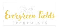 The image is a logo for Evergreen Fields Apartments.