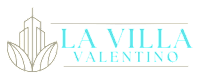 A logo with the text "LA VILLA VALENTINO" and a graphic of a stylized flower or plant.