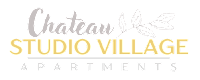 The image is a logo for Chateau Studio Village Apartments.
