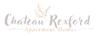 A logo for Chateau Rexford Apartment Homes featuring a stylized plant or leaves.