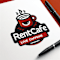 A logo for a live caffeine company is displayed on a white surface with a pen on the side.