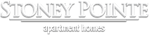 The image is of a logo for Stoney Pointe Apartment Homes.