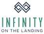 A logo with the words "Infinity on the Landing" in front of a geometric design.