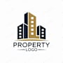 A logo for a property company features a stylized building.
