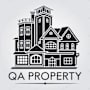 A black and white image of a house with the words "QA PROPERTY" below it.