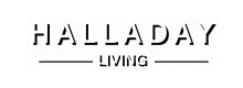 A black and white image with the words "Halladay Living" written on it.