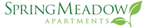 Spring Meadow Apartments logo with green leaf design.