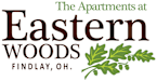The image is a logo for The Apartments at Eastern Woods in Findlay, OH.