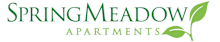 Spring Meadow Apartments logo with green leaf design.