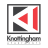 a white and red logo with the wordsknightham apartments