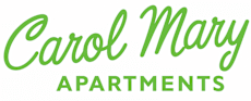 The image is a logo for Carol Mary Apartments.