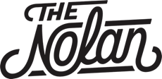 The Nolan logo is displayed in black on a green background.