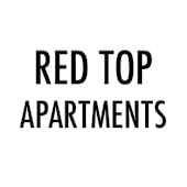 the logo of red top apartments in black text on a white