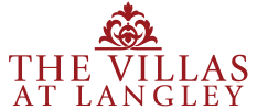 the villa logo with red letters on a green background