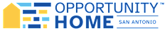 A graphic with the words "Opportunity Home San Antonio" and a house icon.