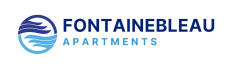 a blue logo on a white background