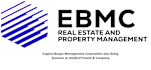 The image is a logo for a company named EBMC Real Estate and Property Management.