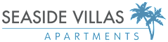 A logo for Seaside Villas Apartments featuring a palm tree.
