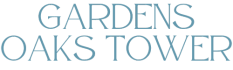a graphic with the words gardens oakwood on a green background