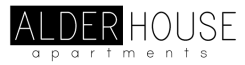 a logo with the words art house apartments on a green background