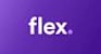 A purple sign with the word flex on it.