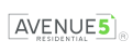 a logo with the words avenues 5 residential on a green background